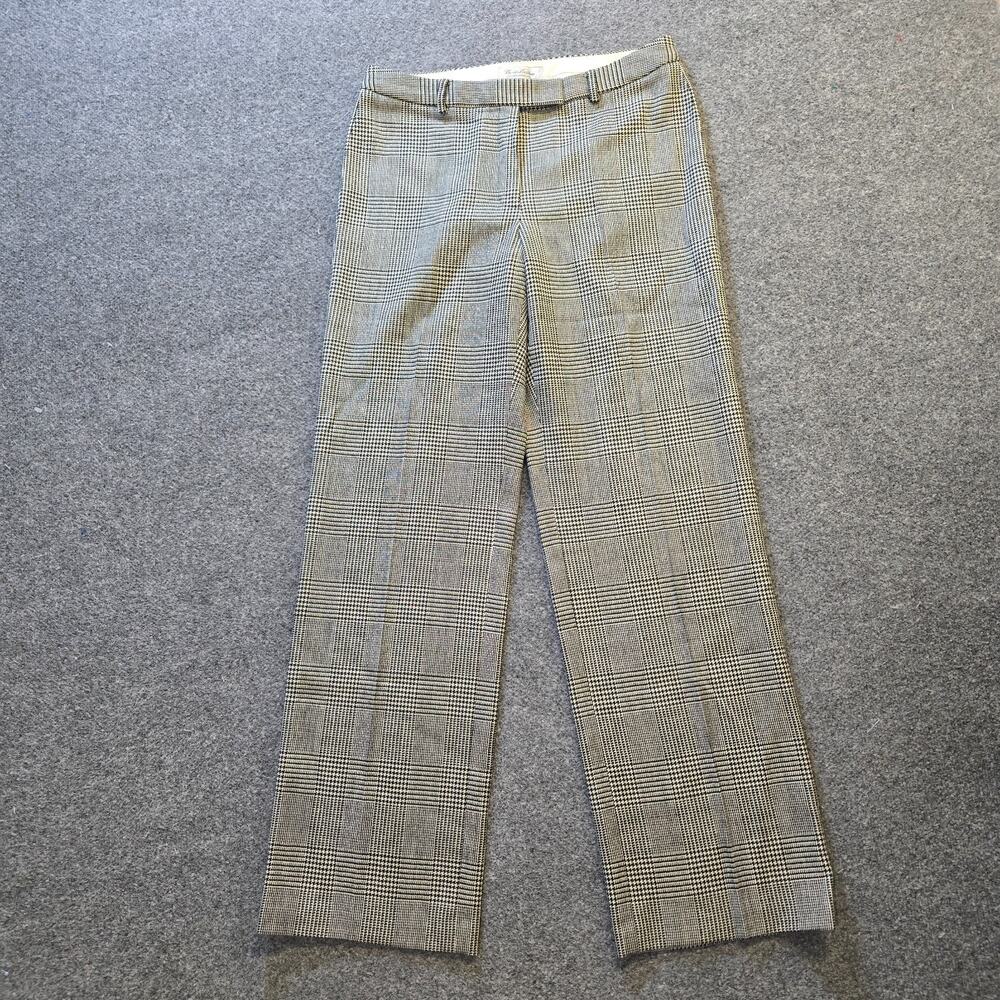Brooks Brothers Pants Womens 12 Black Houndstooth Wool Blend Straight Leg Career